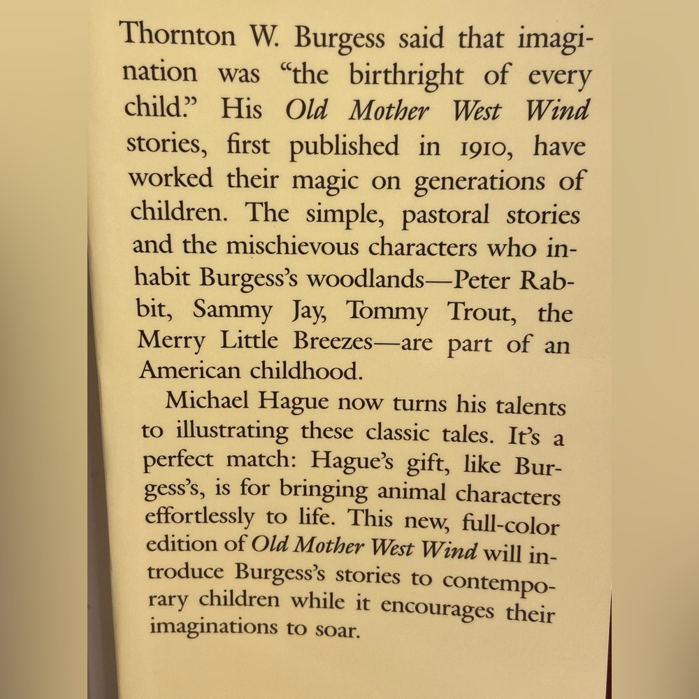 Old Mother West Wind Book vintage kids book Thornton W Burgess Michael Hague 90s - Picture 5 of 17